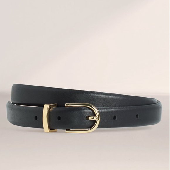 Auxiliary Accessories - Aritzia Auxiliary  'Amos' Black Dress 100% leather Belt (size medium) with gold